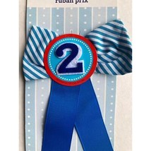 Blue White Stripe Bowtie 2nd Birthday Award Ribbon New - £4.74 GBP