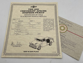 Danbury Mint 1958 Chevrolet Apache Stepside Pickup Title Paperwork Only Chevy - £14.42 GBP