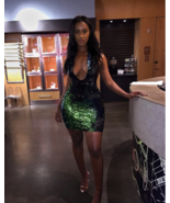 MIDAS TOUCH EMERALD Sequin HALTER DRESS - $395.00