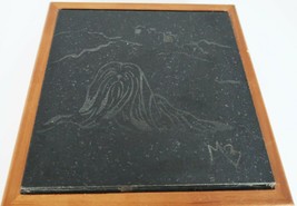 Vintage wooden dresser box with granite top etched Shih Tzu design - £19.91 GBP