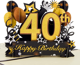Happy 40Th Birthday Pop up Card, 40Th Birthday Card with Note and Envelope, 40Th - £15.89 GBP