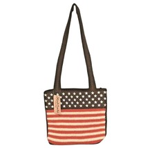 Red White Blue Purse Patriotic Crocheted Shoulder Tote Hand Bag Carlo D&#39;Santi - £23.65 GBP