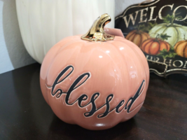 Thanksgiving Fall Martha Stewart Home Ceramic BLESSED Pumpkin Home Decor - £22.19 GBP