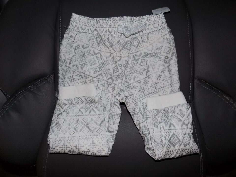 Carters Jogger Pants White Silver Geometric Print Bottoms Size 24 Months... - $19.32