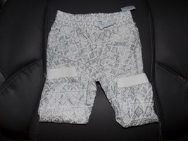 Carters Jogger Pants White Silver Geometric Print Bottoms Size 24 Months NEW - $15.54