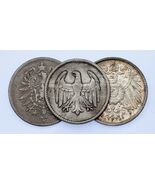 Lote De 3 Monedas De Plata Alemana 1875 - 1924 En Condición VF A BU - $1,330.86 MXN