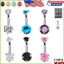14G Surgical Steel Belly Button Rings - Double-Headed CZ Barbell Set (6 ... - $385.67 MXN