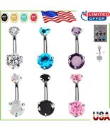 14G Surgical Steel Belly Button Rings - Double-Headed CZ Barbell Set (6 ... - $385.67 MXN