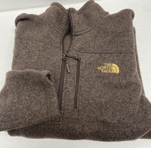 The North Face Half Zip Pullover Sweater Size Men&#39;s Medium Brown Fleece Lined - £20.24 GBP