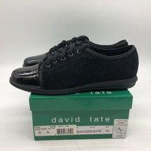 David Tate Womens Siren Sneakers Lace Up  Black suede patent leather Size 9.5 N - £15.78 GBP