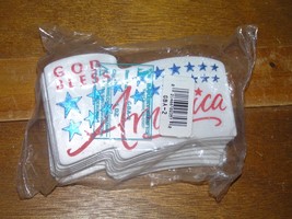 Lot of 12 Bakery Crafts GOD BLESS AMERICAN Red White &amp; Blue Plastic Flag... - $8.59