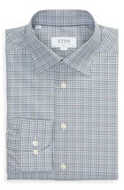  Eton Contemporary-Fit Plaid Dress Shirt - Brown Multi - Size 16 - £86.41 GBP