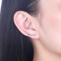 Ear Climber Earrings, Gold or Platinum Colored Ear Threader, Ear Crawlers - Ear  - £12.74 GBP