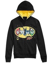 JUSTICE LEAGUE Boy&#39;s Size XL Ages 12-14 Black Zipper Jacket Hoodie - $12.86