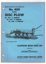 Massey Harris No 400 Disc 402-2 403-3 404-4 Plow Illustrated Repair Part... - $11.87