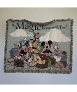 Disney Fringed Throw The Magic Begins With You! Mickey Mouse Minnie &amp; Gang - $49.49