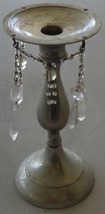 Beautiful Antique Silver Plate Candlestick Holder - Pretty Crystal Dangl... - £23.52 GBP