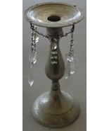 Beautiful Antique Silver Plate Candlestick Holder - Pretty Crystal Dangl... - $29.69