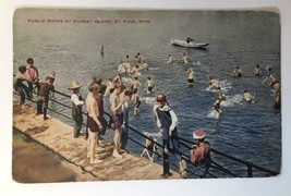 1910 Public Baths At Harriet Island St. Paul Minnesota MN PC Children Swimming - £5.52 GBP