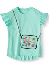 Wonder Nation Girls 3D Embellished Graphic T Shirt Purse SMALL 6-6X Agua Verde - £7.46 GBP