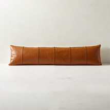 long luxe brown lumbar pillow , throw pillow , back support for bed , Leather Cu - £239.76 GBP