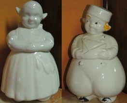 Dutch Boy &amp; Girl Cookie Jar 12&quot; Mid-century c 1940 1950 Vintage American Bisque - £34.03 GBP