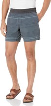 prAna Performance Slope Shorts Mens XXL Gray Striped Quick Dry Elastic Waist NEW - £28.70 GBP