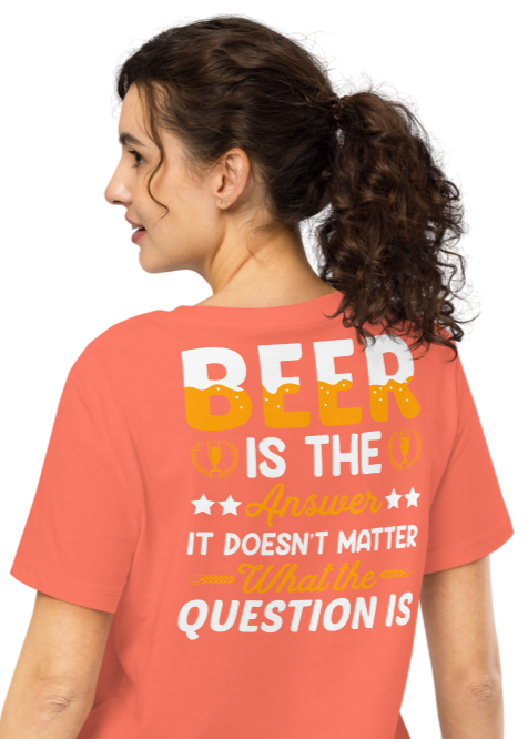 Women’s Organic Ribbed Neck T-Shirt – “Beer Fiesta” Back Print - $54.99