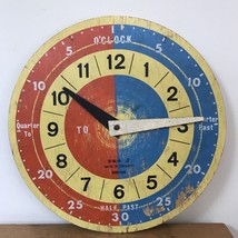 Vtg ESA Wooden Analog Kindergarten Kids Learning Clock Made in England 1... - £46.92 GBP