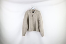 Vtg 90s American Eagle Outfitters Mens Small Wool Knit Shawl Sweater Beige USA - £46.68 GBP