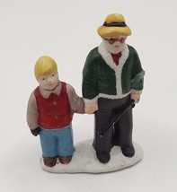 Vtg Christmas Village Boy Son Dad Figure Miniature 2&quot; Collectible - £5.50 GBP