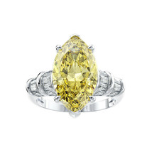 925 Sterling Silver 3.0Ct Marquise Cut Yellow Sapphire Multi Stones Wedding Ring - £116.12 GBP