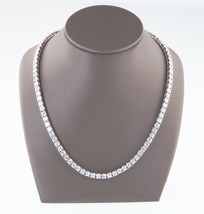 18.00ct t.w. CZ Tennis Necklace Set In Rhodium Plated Sterling Silver 16&quot; - £136.22 GBP