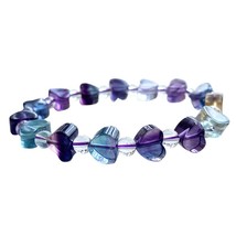 Color Natural Fluorite Stone Bracelets Heart Shape Beads Bracelet Lucky For Girl - £37.79 GBP