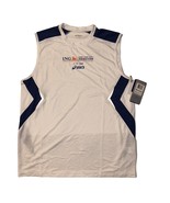 Asics Men&#39;s New York City Marathon White Navy Stripe Sleeveless Shirt, S... - £12.57 GBP