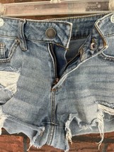 Cut Off Denim Shorts 11 Raw Edge Distressed Stretch Blue Denim Holes No ... - £3.75 GBP