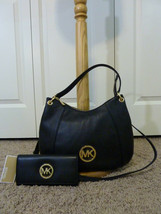 NWT Michael Kors Black Convertible Fulton Shoulder/Hobo/Xbody Bag + Wallet $506 - £351.20 GBP