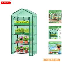 Mini Indoor Outdoor Greenhouse for Seedlings 27x19x62-inch Green Portabl... - $81.13