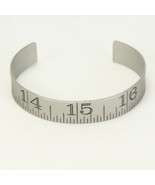 Silver Metal Ruler Cuff Bracelet 2.5&quot; Inside Width 12.25&quot; to 18&quot; Ruler - $17.66 CAD