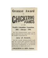 Chickering Piano World&quot;s Fair 1894 Advertisement Victorian Instrument 8 ... - $27.41 CAD