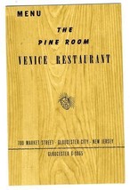 The Pine Room Venice Restaurant Menu Gloucester City New Jersey 1950&#39;s - £20.83 GBP