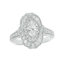 Vera Wang Love Heirloom Collection 1.34 CT Marquise Diamond Frame Engagement Rin - £52.31 GBP