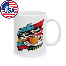 Retro Coffee Mug Ceramic Coffee Cup Cute Design Vintage Style Coffee Lover - $14.99