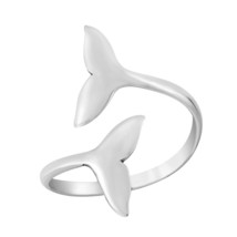 Ocean Strength Whale Tail Open Wrap Sterling Silver Ring-6 - £12.45 GBP