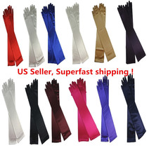 Women&#39;s Evening Party Formal Gloves  22&quot; Long Black White Satin Finger M... - $6.91+