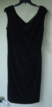 New Ralph Lauren Black Embellished Neck Sheath Pleated Dress Size 10 $184 - £66.45 GBP