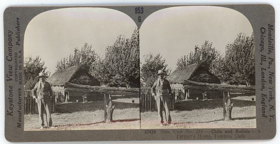Primary image for c1900's Real Photo Stereoview A Farmer's Home in Temuco, Chile