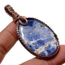 Sodalite Gemstone Handmade Ethnic Copper Wire Wrap Pendant Jewelry 2.70&quot; SA 1124 - £2.94 GBP