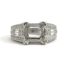 Pave Baguette Diamond Engagement Ring Setting Mounting 14K White Gold, 2.45 CTW - £2,714.54 GBP