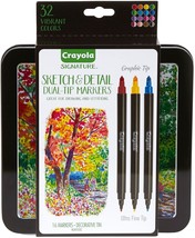 Crayola Signature Sketch & Detail Dual-Tip Markers W/Tin-Assorted Colors 16/Pkg  - $1,039.41 MXN